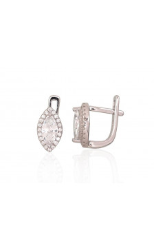 Silver earrings with 'english' lock 2202956(PRh-Gr)_CZ, Silver 925°, Rhodium (Plating), Zirkons