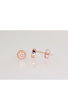 Silver stud earrings 2202966(PAu-R)_CZ, Silver 925°, red gold (Plating), Zirkons