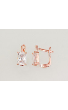 Sudraba auskari ar 'angļu' slēdzēju 2202985(PAu-R)_CZ, Sudrabs 925°, sarkanais zelts (pārklājums), Cirkoni