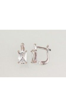 Silver earrings with 'english' lock 2202985(PRh-Gr)_CZ, Silver 925°, Rhodium (Plating), Zirkons