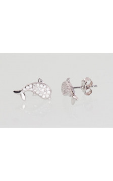 Silver stud earrings 2202988(PRh-Gr)_CZ, Silver 925°, Rhodium (Plating), Zirkons
