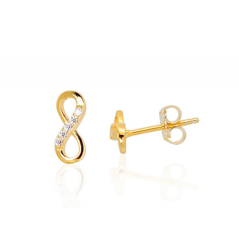 Silver stud earrings 2202989(PAu-Y)_CZ, Silver 925°, yellow gold (Plating), Zirkons
