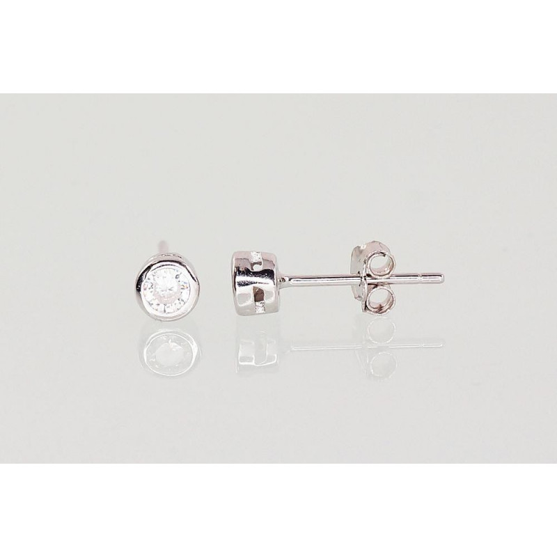 Silver stud earrings 2202990(PRh-Gr)_CZ, Silver 925°, Rhodium (Plating), Zirkons