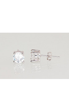 Silver stud earrings 2202997(PRh-Gr)_CZ, Silver 925°, Rhodium (Plating), Zirkons