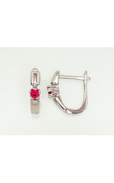 Silver earrings with 'english' lock 2203105(PRh-Gr)_CZ-RO, Silver 925°, Rhodium (Plating), Zirkons