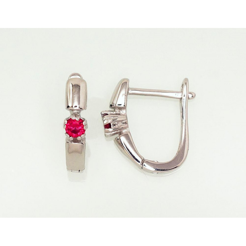 Silver earrings with 'english' lock 2203105(PRh-Gr)_CZ-RO, Silver 925°, Rhodium (Plating), Zirkons