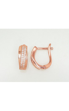 Sudraba auskari ar 'angļu' slēdzēju 2203107(PAu-R)_CZ, Sudrabs 925°, sarkanais zelts (pārklājums), Cirkoni