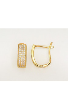 Silver earrings with 'english' lock 2203108(PAu-Y)_CZ, Silver 925°, yellow gold (Plating), Zirkons