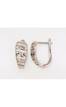 Silver earrings with 'english' lock 2203111(PRh-Gr)_CZ, Silver 925°, Rhodium (Plating), Zirkons