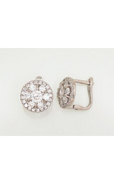 Silver earrings with 'english' lock 2203113(PRh-Gr)_CZ, Silver 925°, Rhodium (Plating), Zirkons