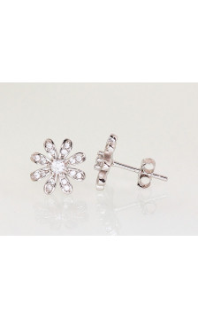 Silver stud earrings 2203128(PRh-Gr)_CZ, Silver 925°, Rhodium (Plating), Zirkons