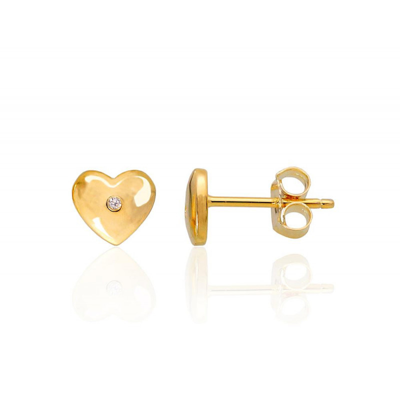 Silver stud earrings 2203149(PAu-Y)_CZ, Silver 925°, yellow gold (Plating), Zirkons