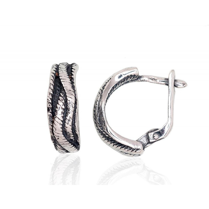 'Inglise' sulguriga hõbekõrverõngad 2203159(POx-Bk), Hõbe 925°, oksüüd (kate)