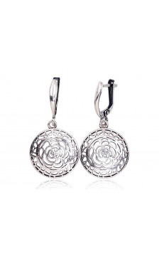 Silver earrings with 'english' lock 2203177(POx-Bk), Silver 925°, oxide (Plating)