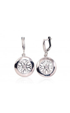 Sudraba auskari ar 'angļu' slēdzēju 2203232(POx-Bk)_CZ, Sudrabs 925°, oksids (pārklājums), Cirkoni