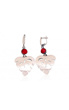 Hõbedast kõrvarõngad 2203265(Matt+POx-MattBk)_CO, Hõbe 925°, oksüüd (kate), Korallid