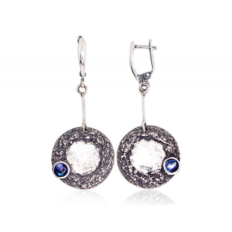 Sidabriniai auskarai 2203266(POx-Bk)_PL-G, Sidabras 925°, oksidas (padengti), Perlamutras