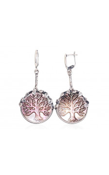 Hõbedast kõrvarõngad 2203267(POx-Bk)_PL-G, Hõbe 925°, oksüüd (kate), Pärlmutter