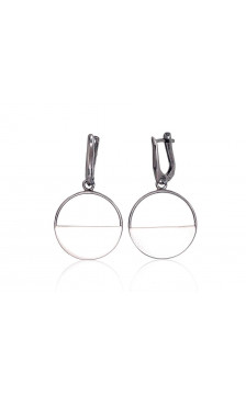 Silver earrings 2203290(PRh-Bk+PRh-MattGr), Silver 925°, Rhodium (Plating)