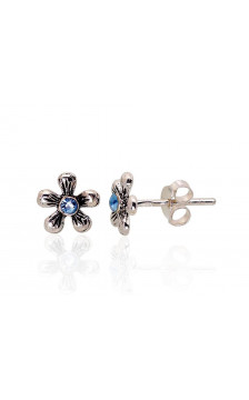 Silver stud earrings 2203323(POx-Bk)_CZ-LB, Silver 925°, oxide (Plating), Zirkons