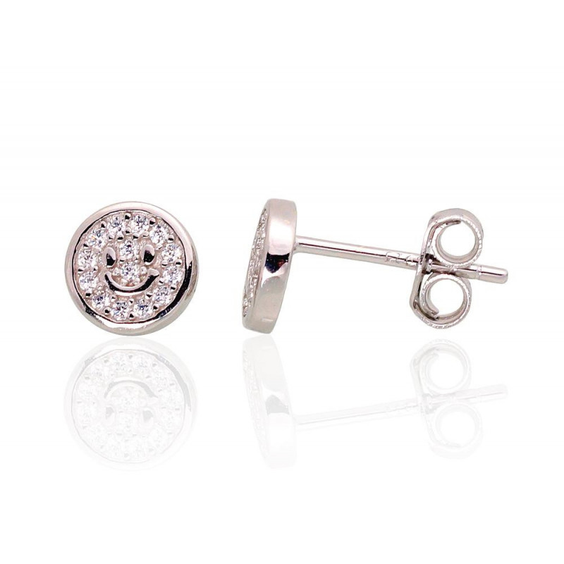 Silver stud earrings 2203477(PRh-Gr)_CZ, Silver 925°, Rhodium (Plating), Zirkons