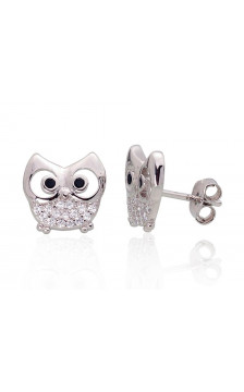 Silver stud earrings 2203478(PRh-Gr)_CZ+CZ-BK, Silver 925°, Rhodium (Plating), Zirkons