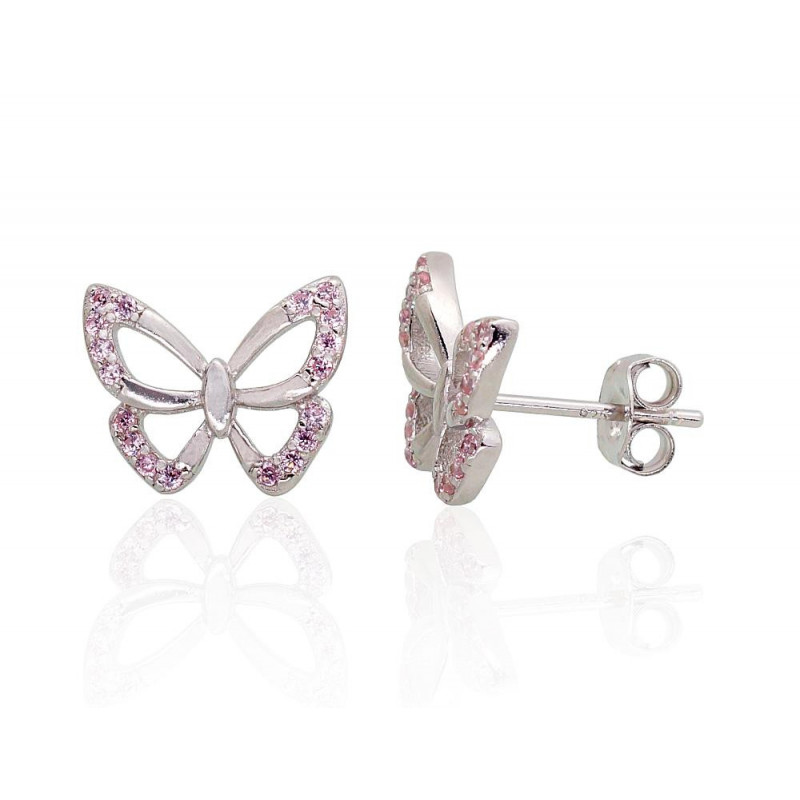 Silver stud earrings 2203479(PRh-Gr)_CZ-PI, Silver 925°, Rhodium (Plating), Zirkons