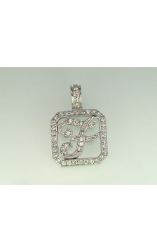 Silver pendant 2300111(PRh-Gr)_CZ, Silver 925°, Rhodium (Plating), Zirkons