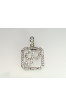 Silver pendant 2300117(PRh-Gr)_CZ, Silver 925°, Rhodium (Plating), Zirkons