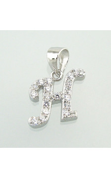 Silver pendant 2300314(PRh-Gr)_CZ, Silver 925°, Rhodium (Plating), Zirkons