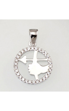 Silver pendant 2300391(PRh-Gr)_CZ, Silver 925°, Rhodium (Plating), Zirkons