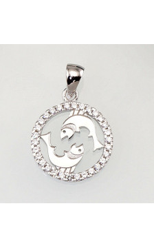 Silver pendant 2300394(PRh-Gr)_CZ, Silver 925°, Rhodium (Plating), Zirkons