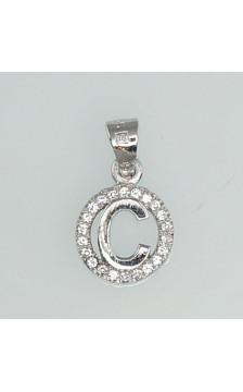 Silver pendant 2300505(PRh-Gr)_CZ, Silver 925°, Rhodium (Plating), Zirkons