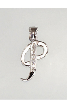 Silver pendant 2300615(PRh-Gr)_CZ, Silver 925°, Rhodium (Plating), Zirkons