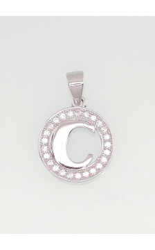 Silver pendant 2300998(PRh-Gr)_CZ, Silver 925°, Rhodium (Plating), Zirkons