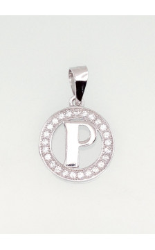 Silver pendant 2301011(PRh-Gr)_CZ, Silver 925°, Rhodium (Plating), Zirkons