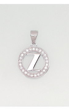 Silver pendant 2301017(PRh-Gr)_CZ, Silver 925°, Rhodium (Plating), Zirkons