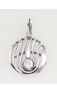 Silver pendant 2301528(POx-Bk)_CZ, Silver 925°, oxide (Plating), Zirkons