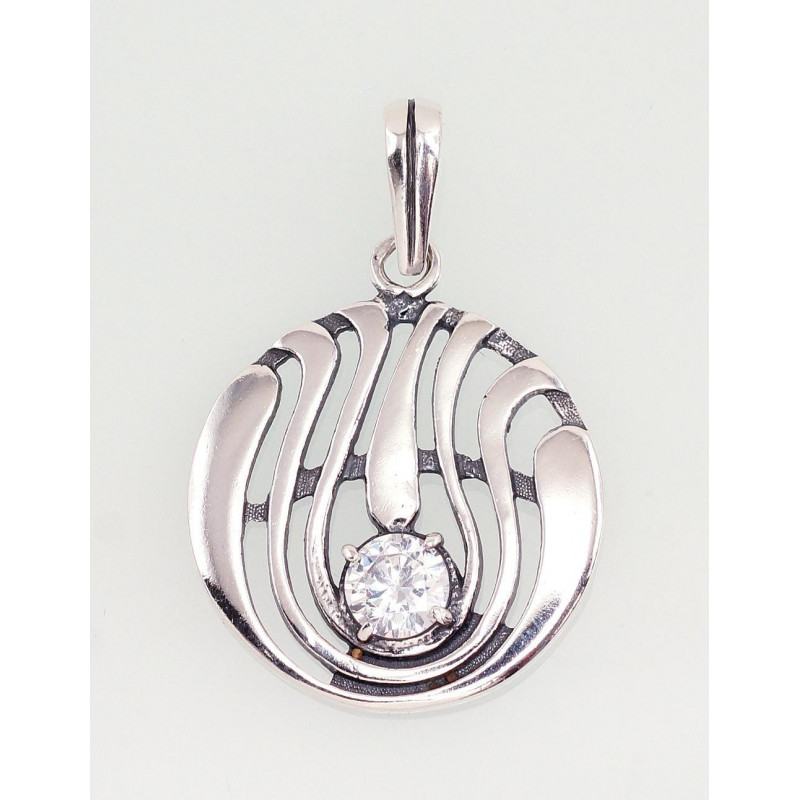 Silver pendant 2301528(POx-Bk)_CZ, Silver 925°, oxide (Plating), Zirkons