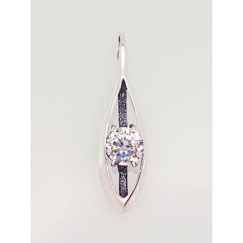 Silver pendant 2301531(POx-Bk)_CZ, Silver 925°, oxide (Plating), Zirkons