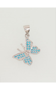 Sidabrinis pakabukas 2301650(PRh-Gr)_CZ-AQ, Sidabras 925°, rodis (padengti), Cirkonai