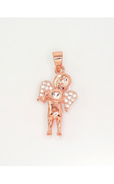 Sidabrinis pakabukas 2301737(PAu-R)_CZ, Sidabras 925°, raudonas auksas (padengti), Cirkonai