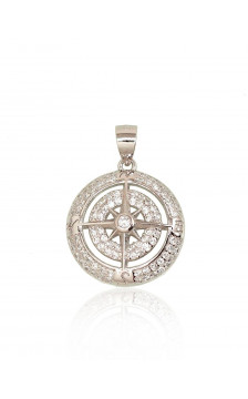 Silver pendant 2301768(PRh-Gr)_CZ, Silver 925°, Rhodium (Plating), Zirkons