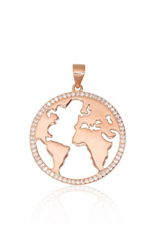 Silver pendant 2301769(PAu-R)_CZ, Silver 925°, red gold (Plating), Zirkons