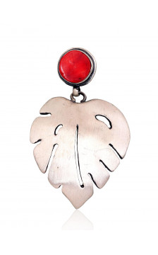 Silver pendant 2301802(Matt+POx-MattBk)_CO, Silver 925°, oxide (Plating), Coral