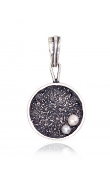 Silver pendant 2301814(POx-Bk)_PE, Silver 925°, oxide (Plating), Fresh-water Pearl