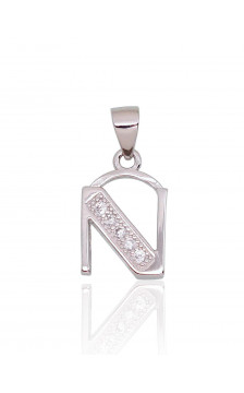 Silver pendant 2301845(PRh-Gr)_CZ, Silver 925°, Rhodium (Plating), Zirkons