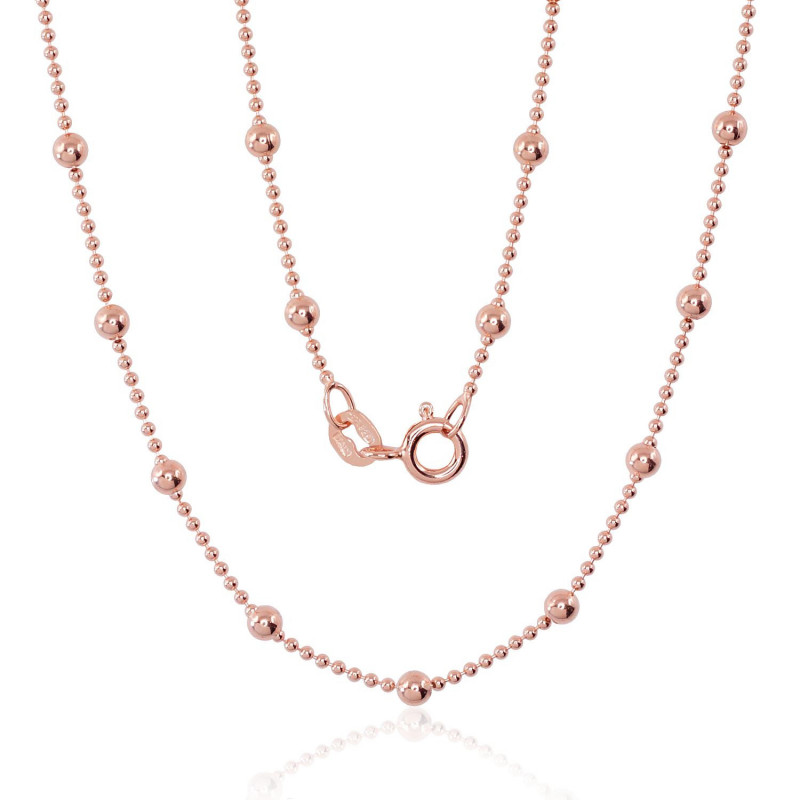 Sidabrinė grandinėlė Bead 1-3 mm 2400058(PAu-R), Sidabras 925°, raudonas auksas (padengti)