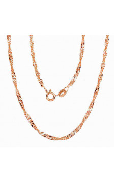 Silver chain Singapore 2,5 mm , diamond cut 2400071(PAu-R), Silver 925°, red gold (Plating)