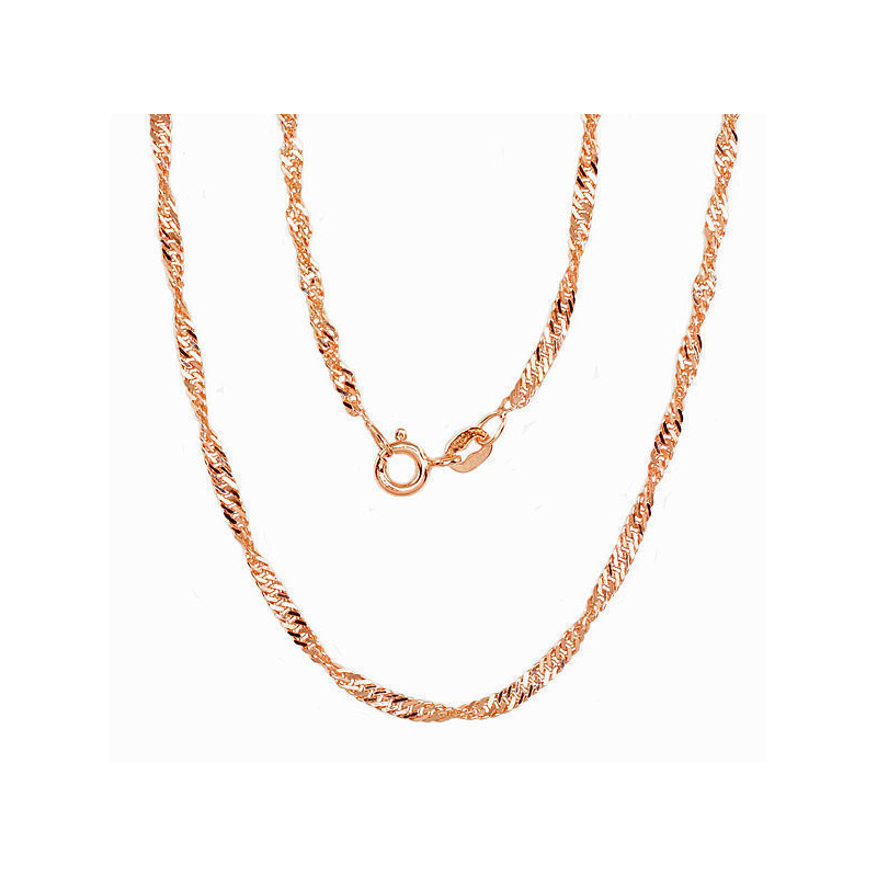 Hõbekett Singapore 2,5 mm , kantide teemanttöötlus 2400071(PAu-R), Hõbe 925°, punane kuld (kate)